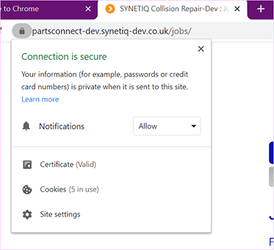 image showing how to change Chrome notification permission