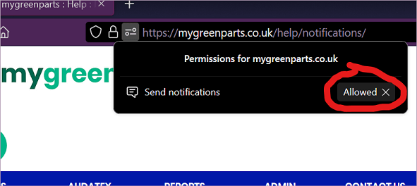 image showing how to change Firefox notification permission